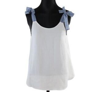 CLAUDIE PIERLOT White Top with Blue Bow Straps Size EU36
